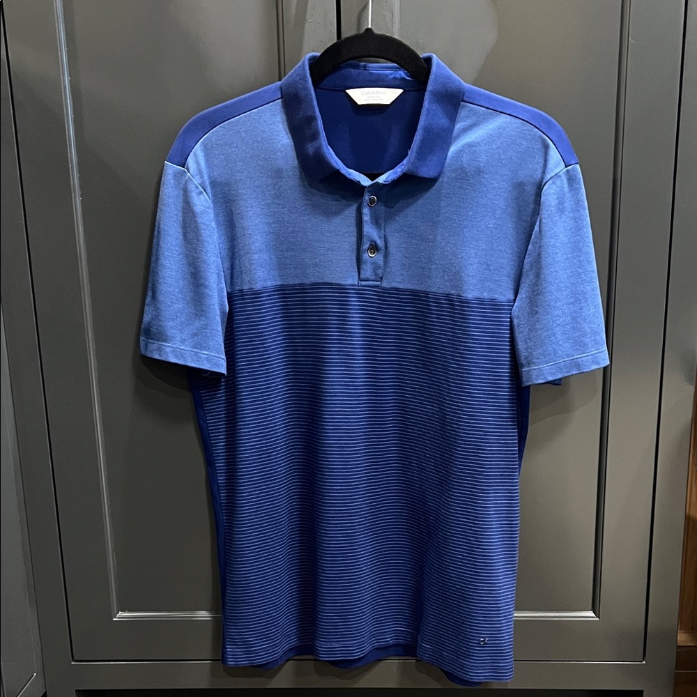 Calvin Klein Two-Tone Blue Polo Shirt